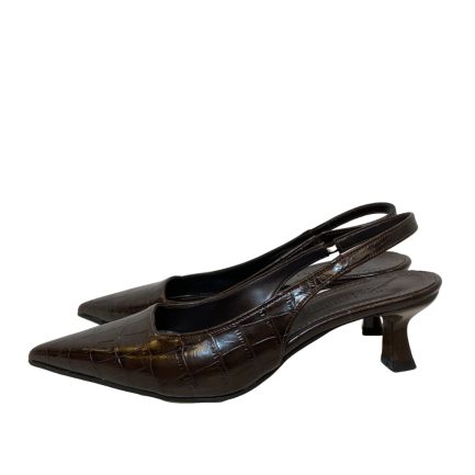 Kahverengi Croco İnce Topuklu Ayakkabı